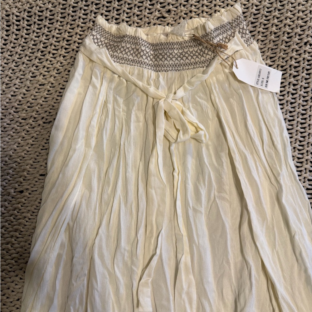 Cream Maxi Skirt with Slits